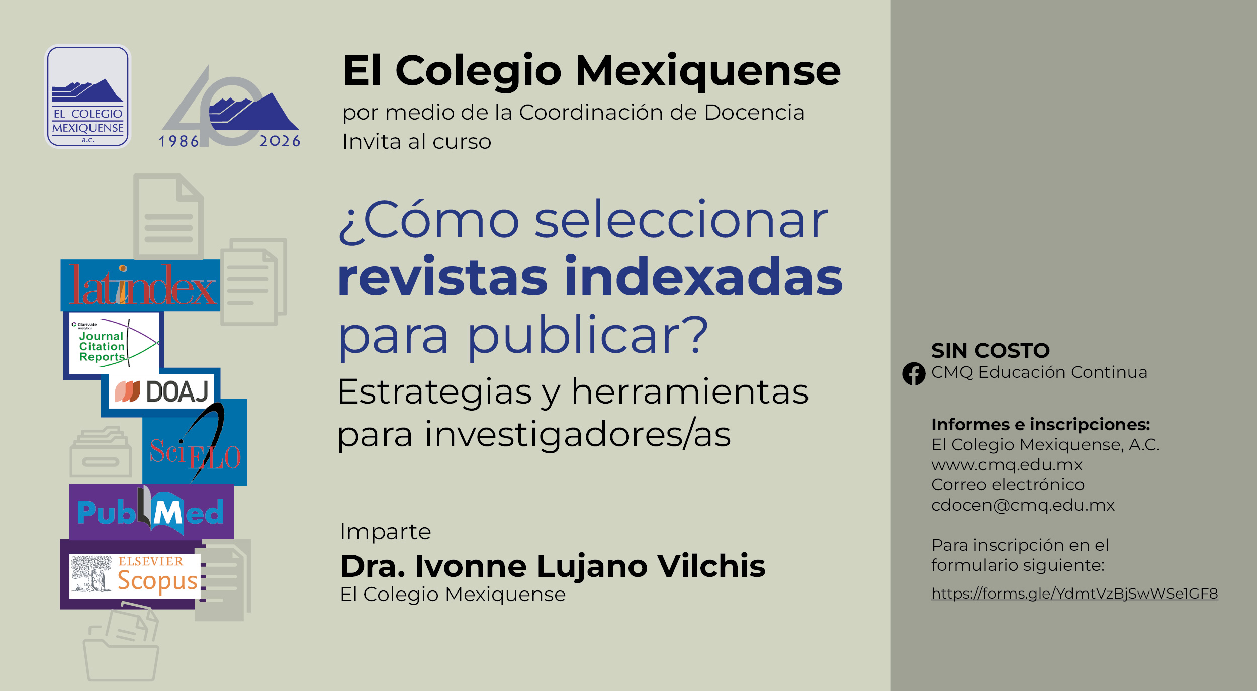 Curso. ¿Cómo seleccionar revistas indexadas para publicar? Estrategias y herramientas para investigadores/as